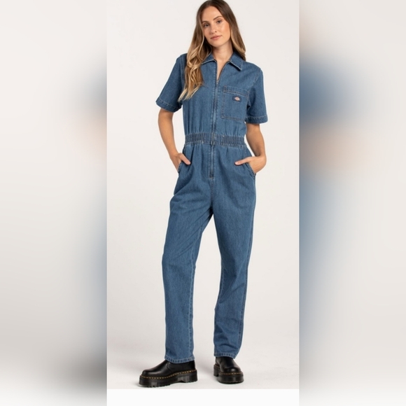 Dickies Women's Blue Denim Overalls - Picture 1 of 13